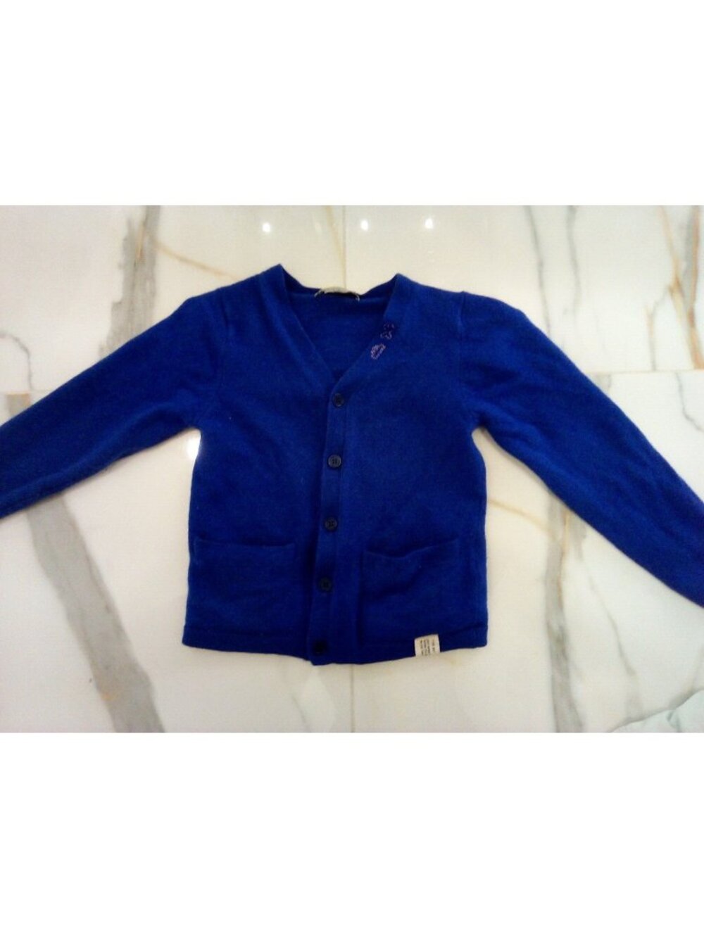 Bonpoint boys royal blue wool cardigan size 8 runds small